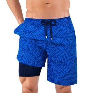 Capelle Miami Blue Lake Long-Length 9” Hybrid Short Swim Trunks Size 4XL